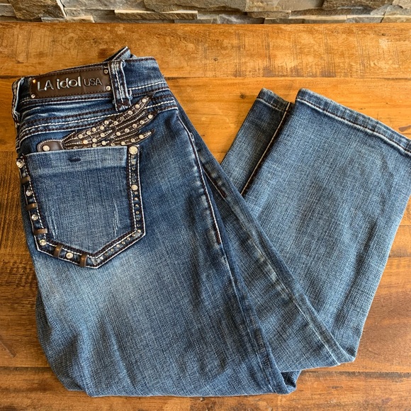 LA IDOL with LOTS of Rhinestones. Ladies capris Size 9 - Picture 2 of 12